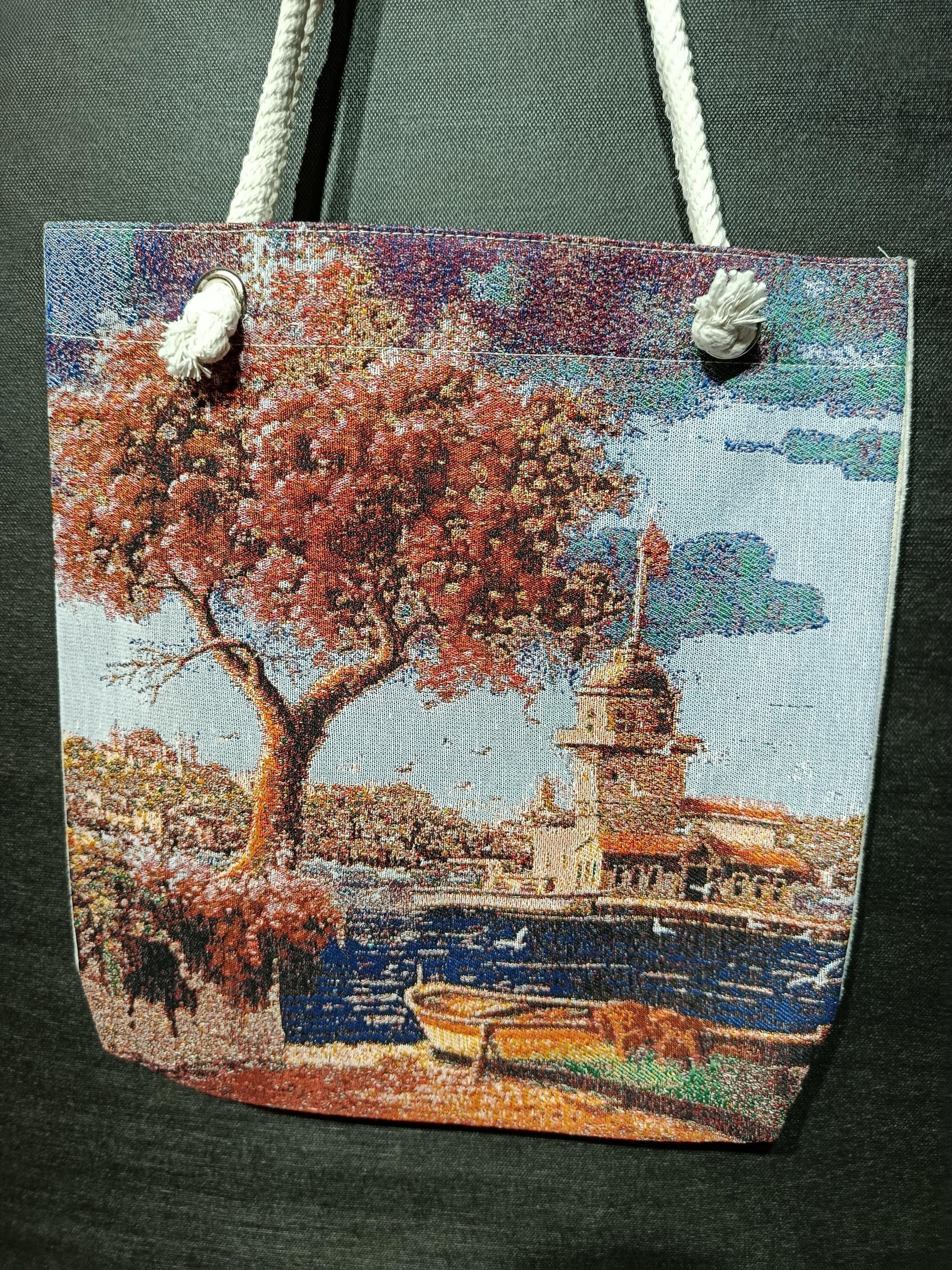 Tree Design Shoulder Bag: Handmade Cotton Blend Tote (35cmx45cm)