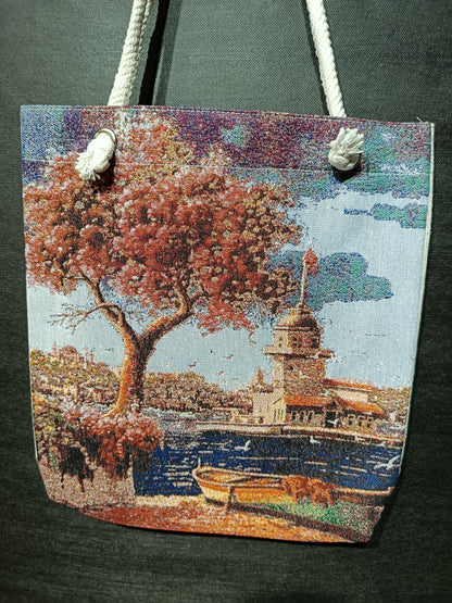Tree Design Shoulder Bag: Handmade Cotton Blend Tote (35cmx45cm)