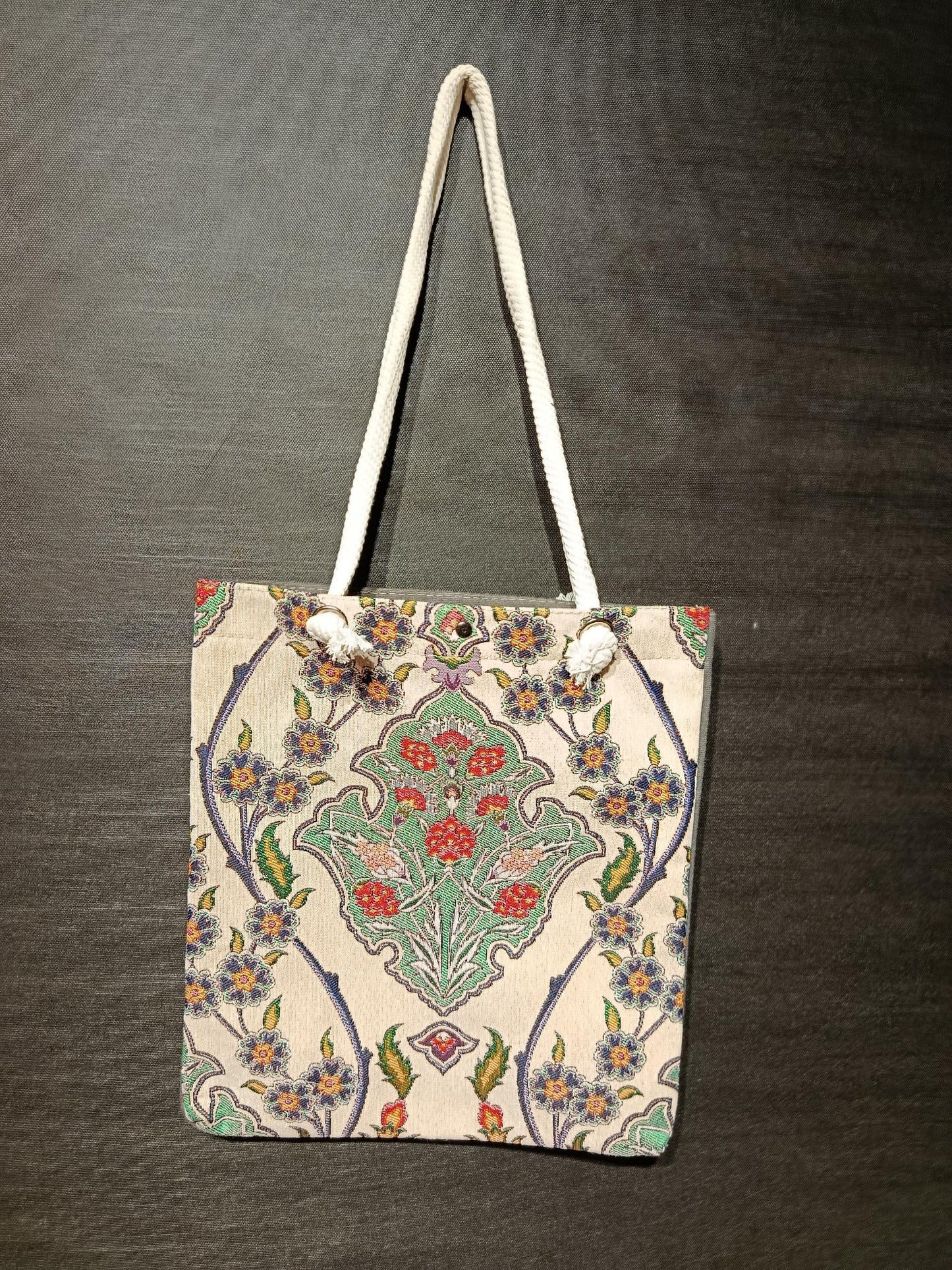 Handmade Floral Shoulder Bag: Organic Cotton Blend Tote