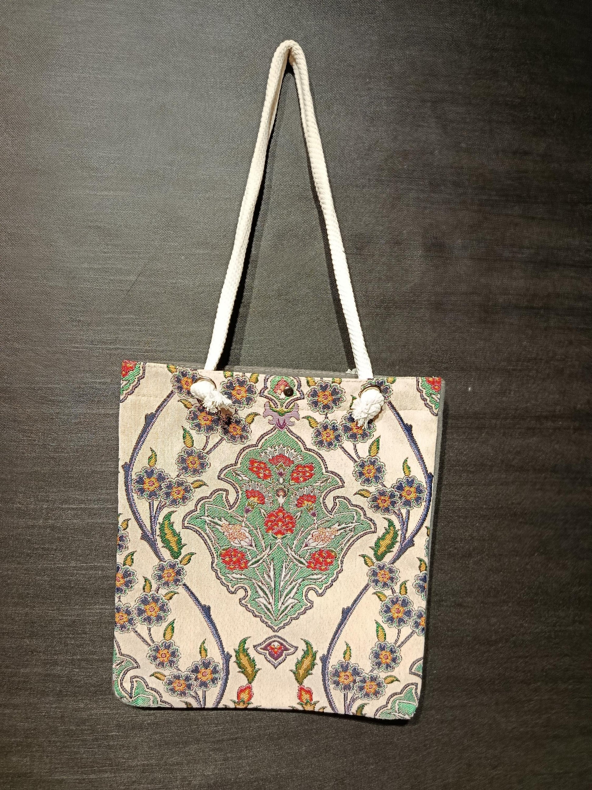 Handmade Floral Shoulder Bag: Organic Cotton Blend Tote