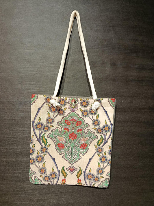 Handmade Floral Shoulder Bag: Organic Cotton Blend Tote