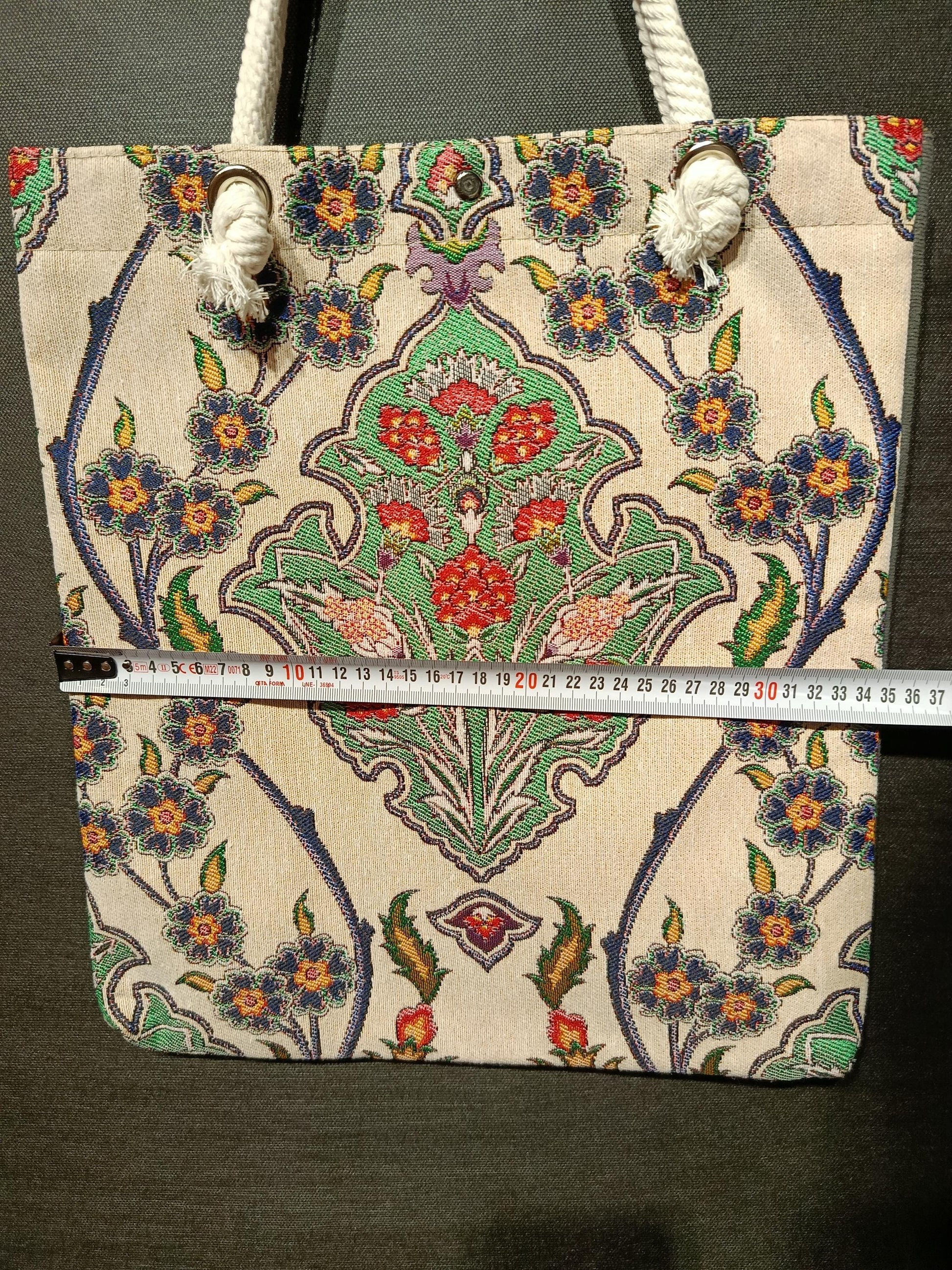 Handmade Floral Shoulder Bag: Organic Cotton Blend Tote