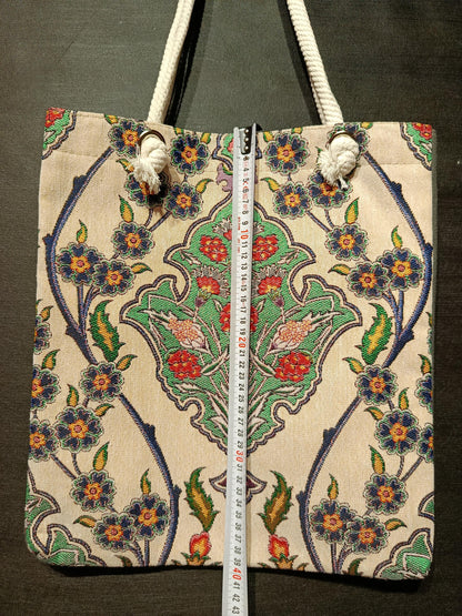Handmade Floral Shoulder Bag: Organic Cotton Blend Tote