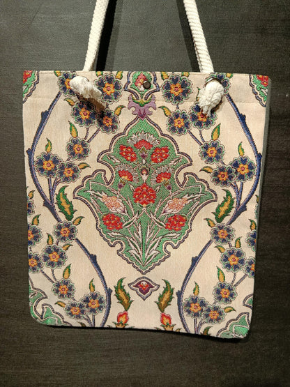 Handmade Floral Shoulder Bag: Organic Cotton Blend Tote