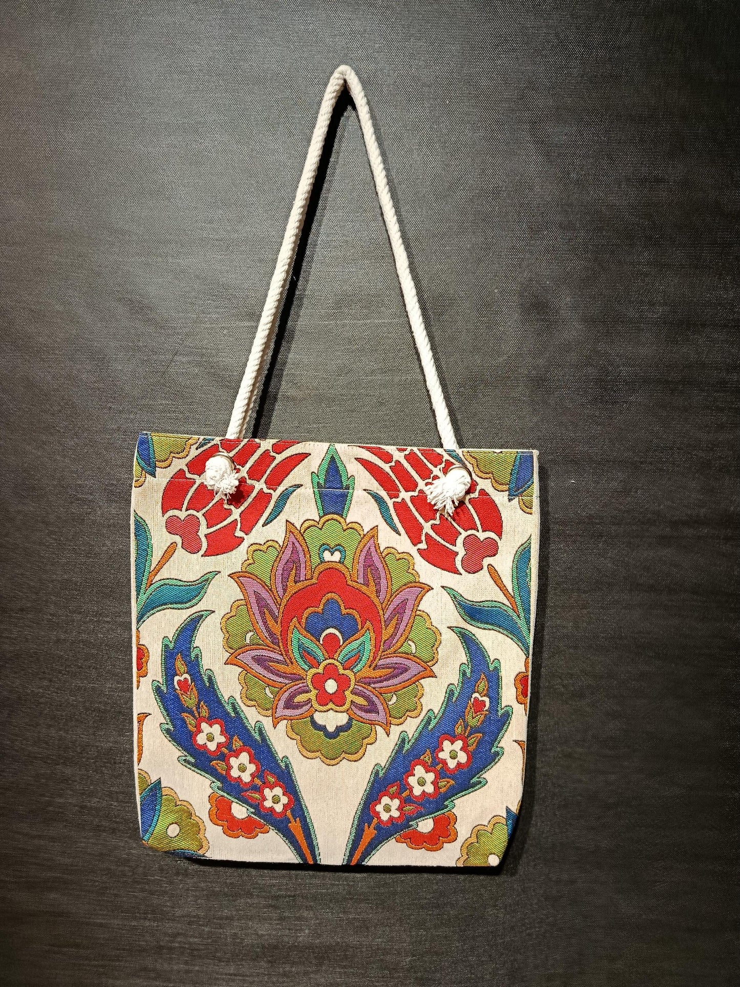 Handmade Floral Shoulder Bag: Organic Cotton Blend Tote