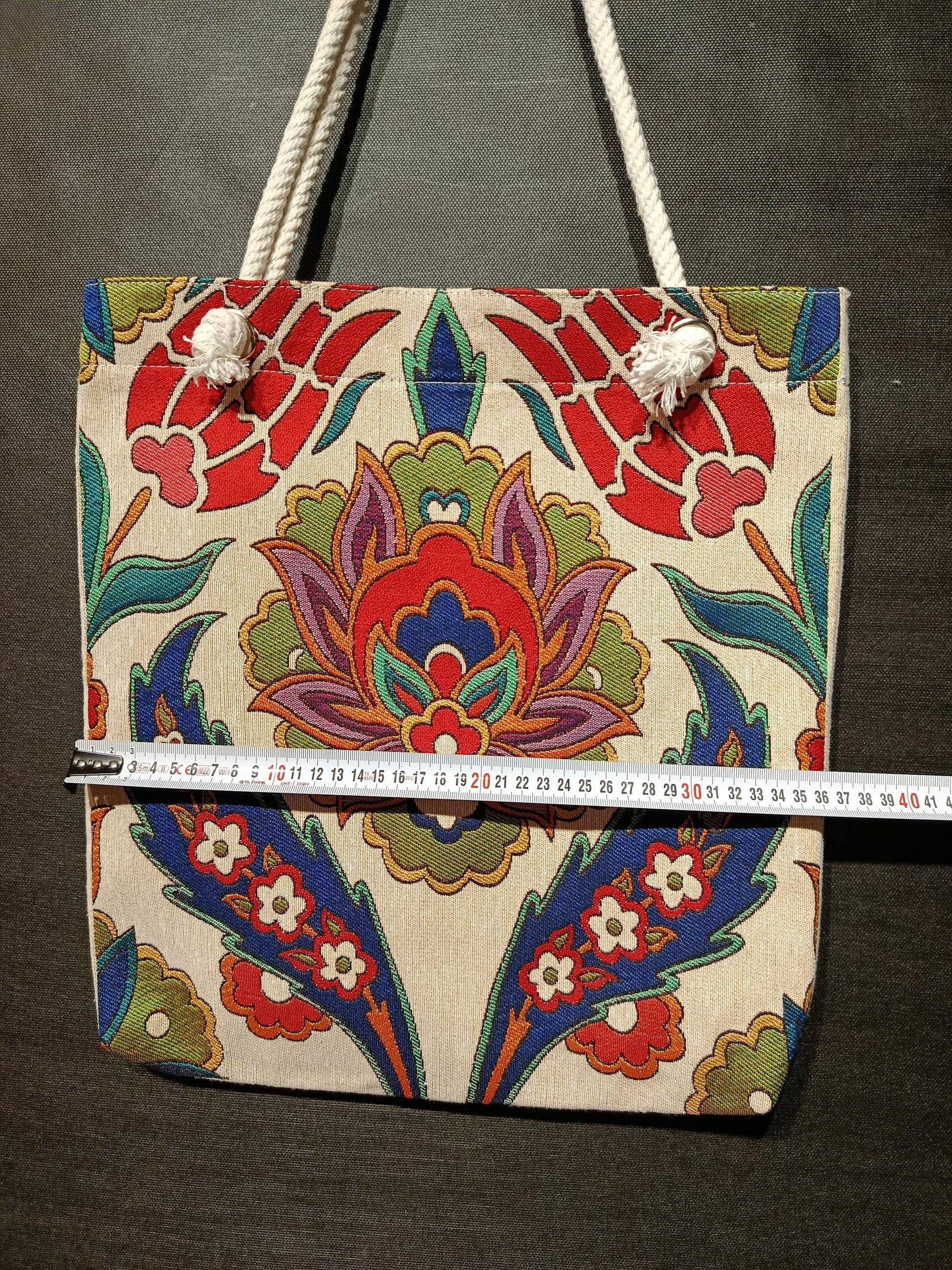 Handmade Floral Shoulder Bag: Organic Cotton Blend Tote