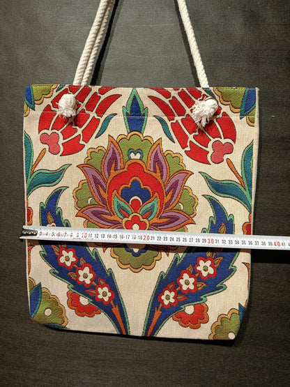 Handmade Floral Shoulder Bag: Organic Cotton Blend Tote