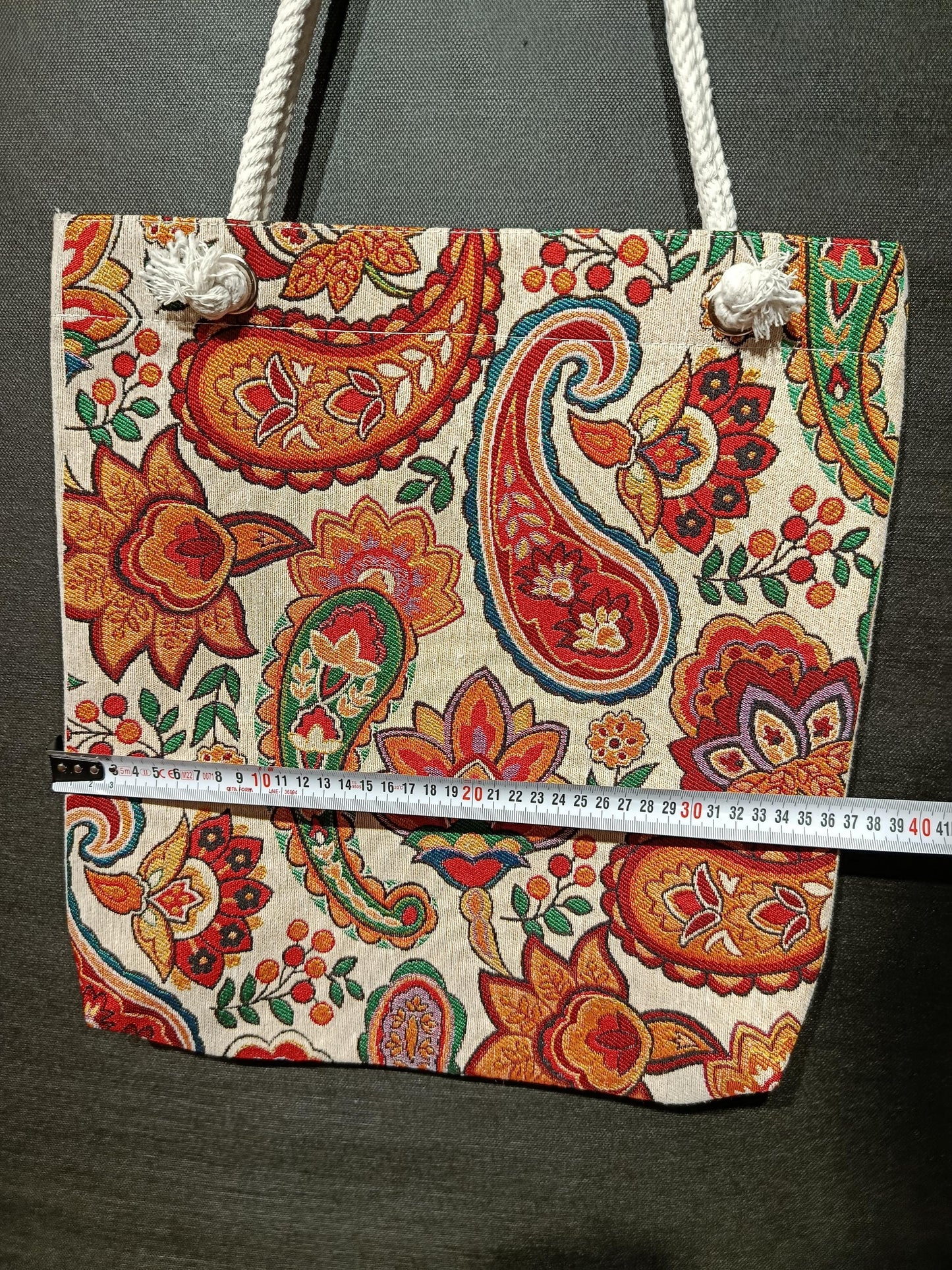 Handmade Paisley Shoulder Bag: Floral Cotton Tote (35cmx45cm)