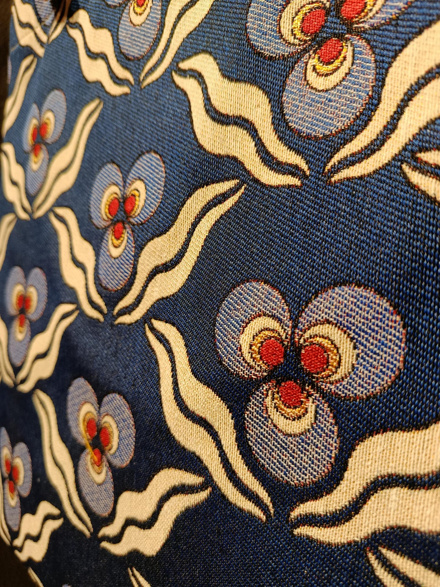 Blue Turkish Floral Tote Bag: Gobelin Tapestry Shoulder Bag