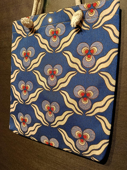 Blue Turkish Floral Tote Bag: Gobelin Tapestry Shoulder Bag