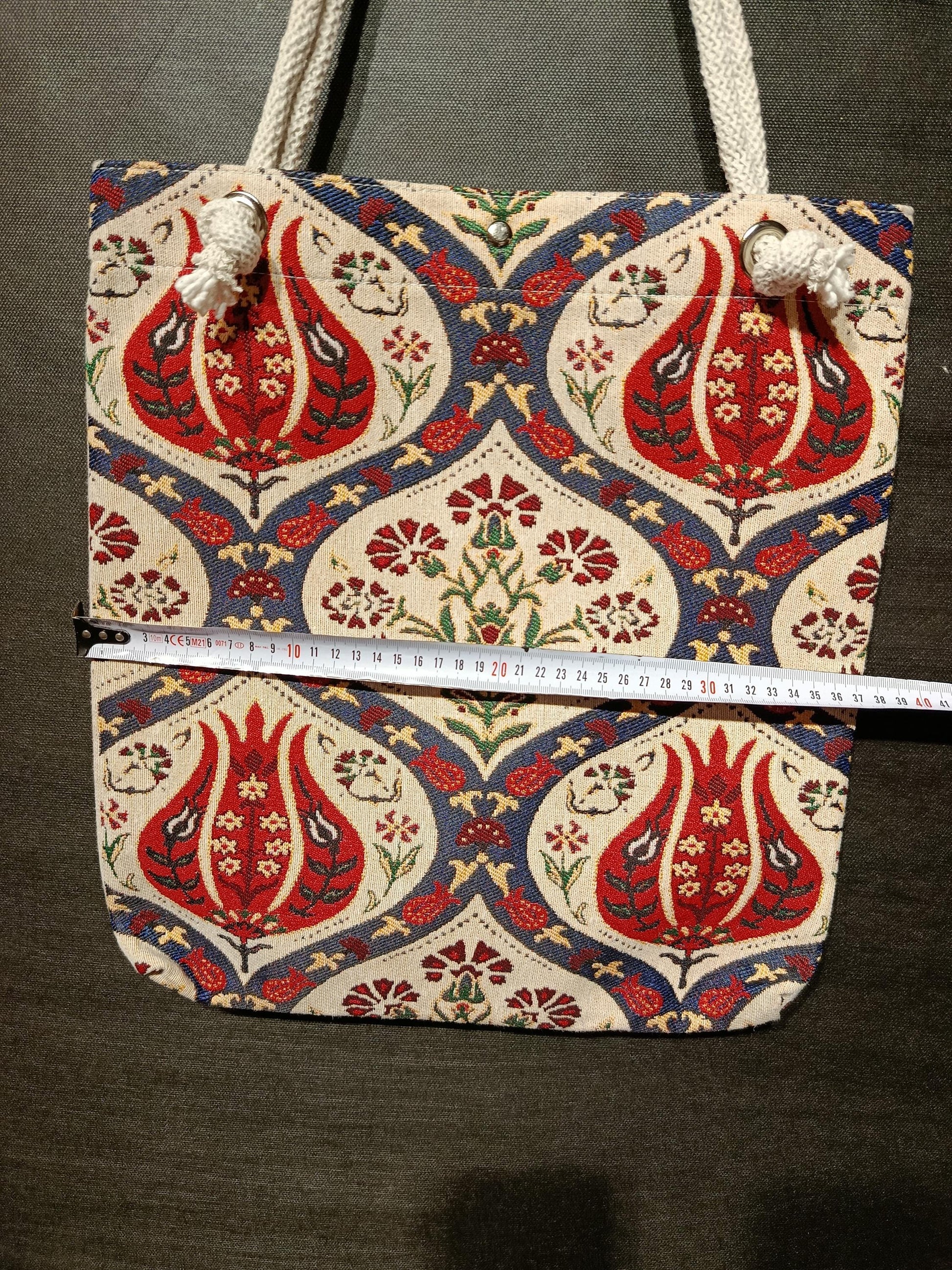 Tulip Design Shoulder Bag: Handmade Organic Cotton Blend