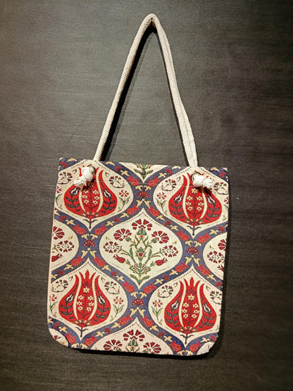 Tulip Design Shoulder Bag: Handmade Organic Cotton Blend