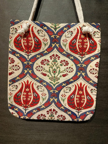 Tulip Design Shoulder Bag: Handmade Organic Cotton Blend