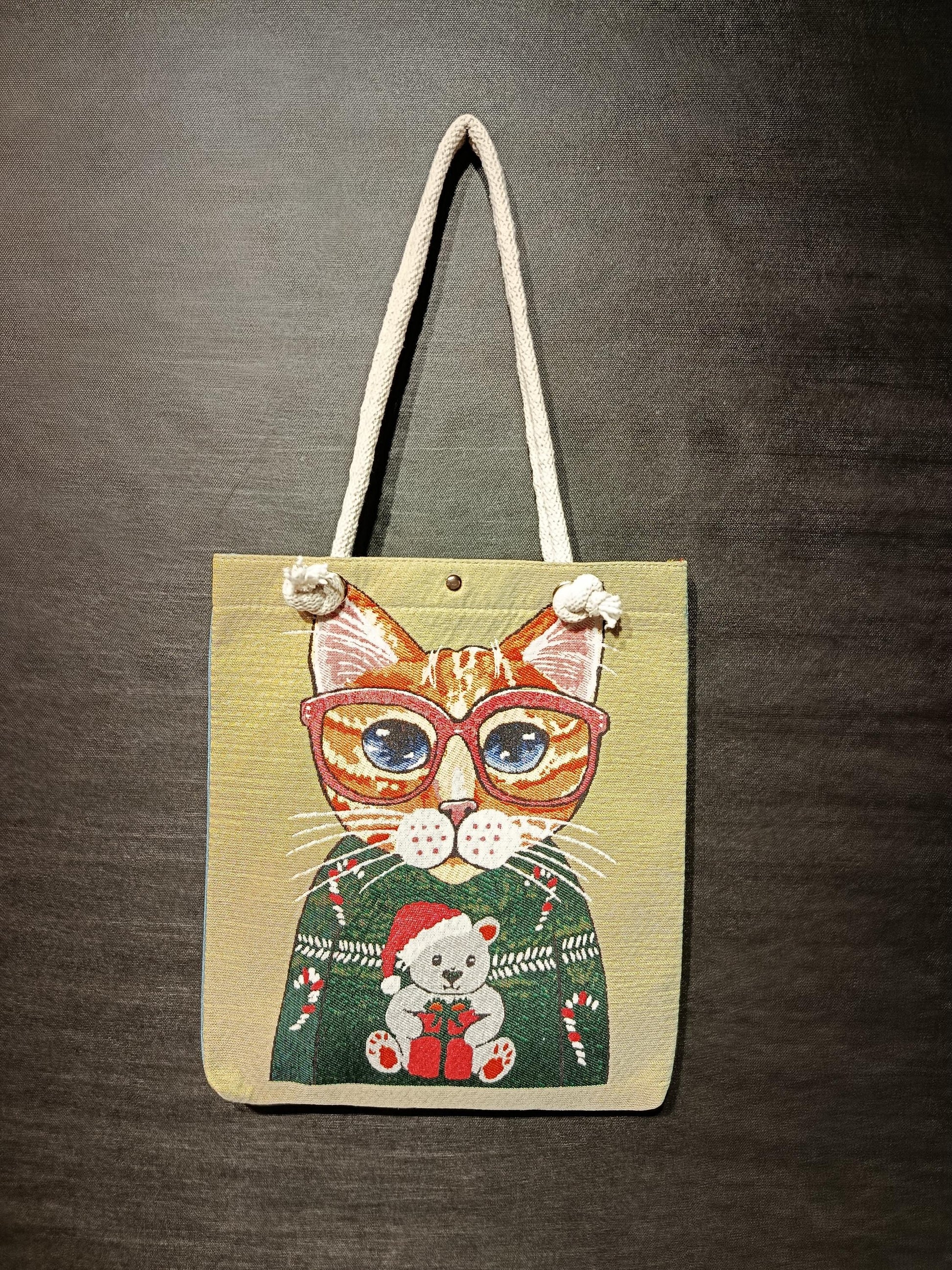 Cats in Istanbul Shoulder Bag: Handmade Cotton Blend Tote