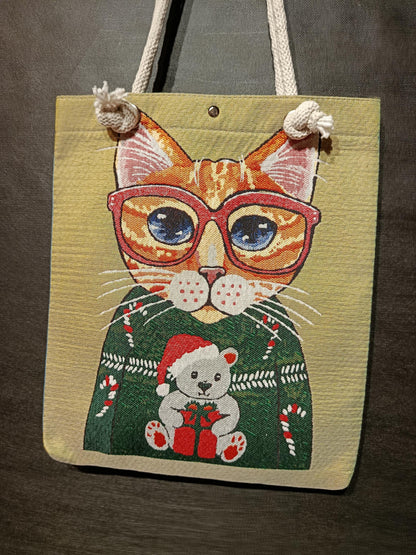 Cats in Istanbul Shoulder Bag: Handmade Cotton Blend Tote