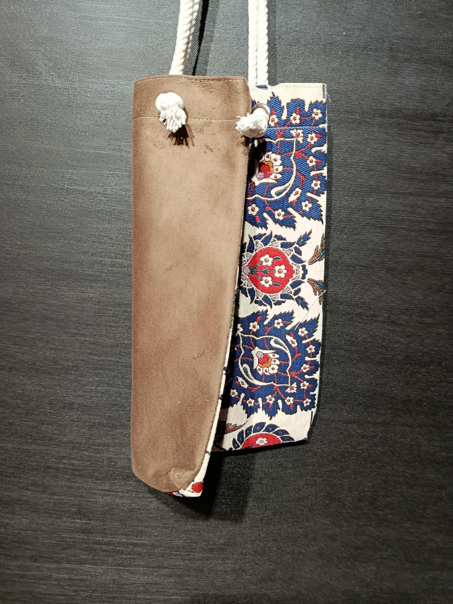 Handmade Floral Shoulder Bag: Blue Patterned Tote