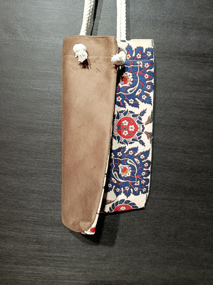 Handmade Floral Shoulder Bag: Blue Patterned Tote