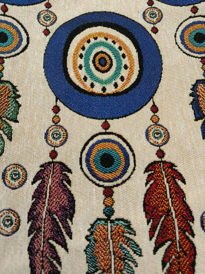 Embroidered Dreamcatcher Canvas Tote Bag: Boho Feather Design