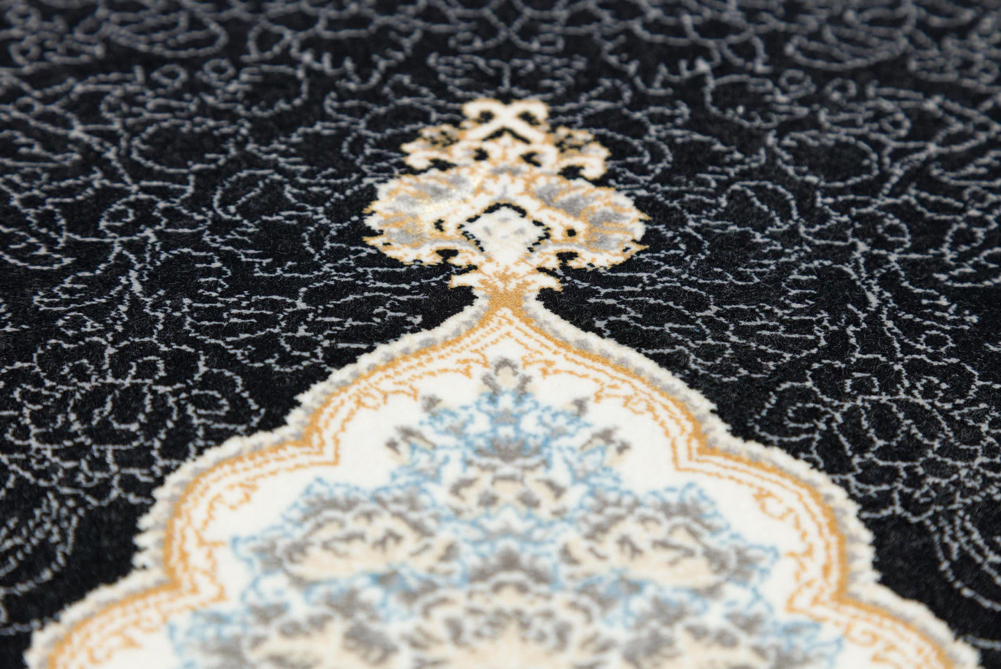 8x11 ft,  Black Classic Medallion Silk Rug: Oriental design carpet