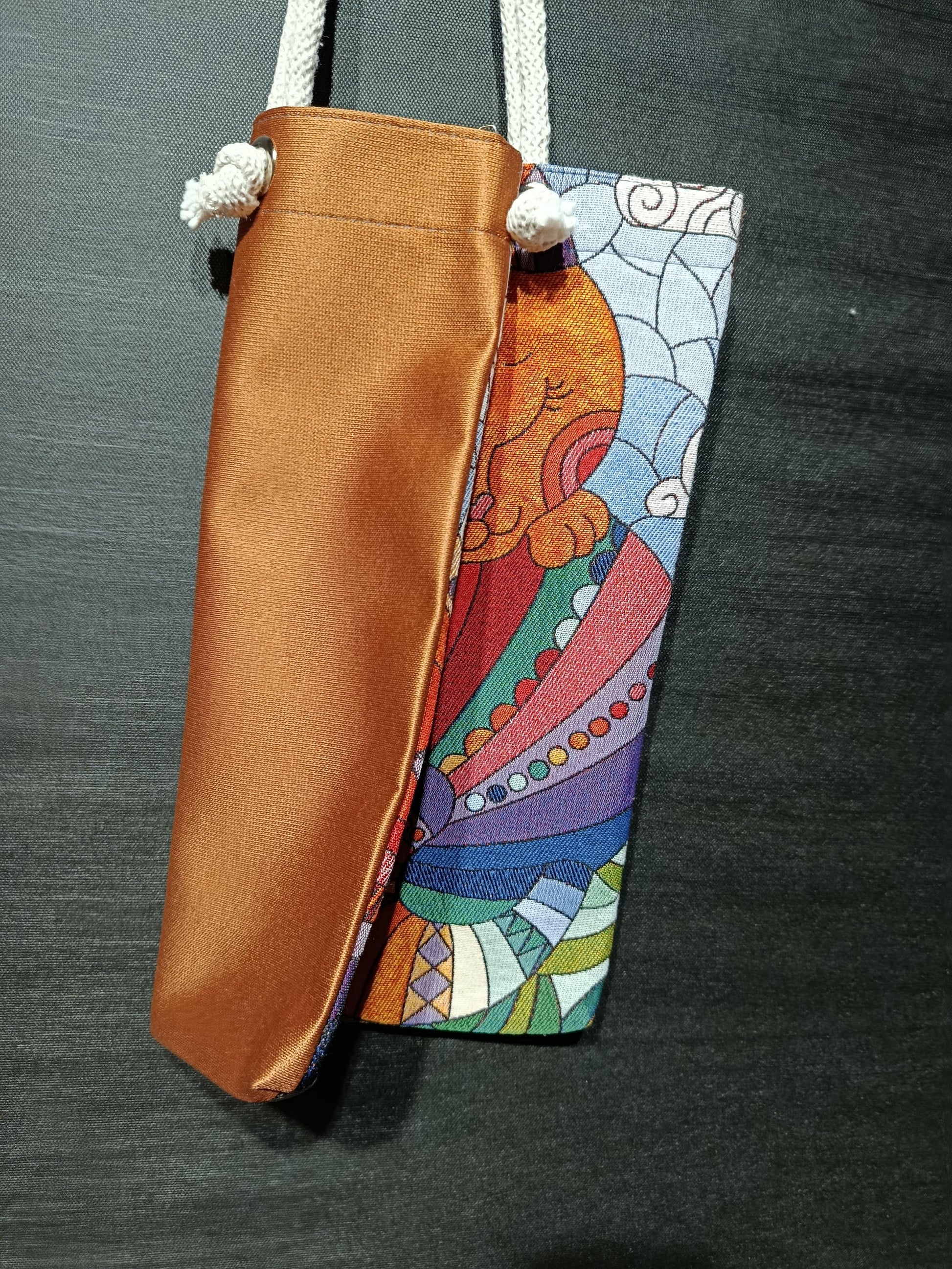 Handmade Cotton Shoulder Bag: Colorful Cat Design