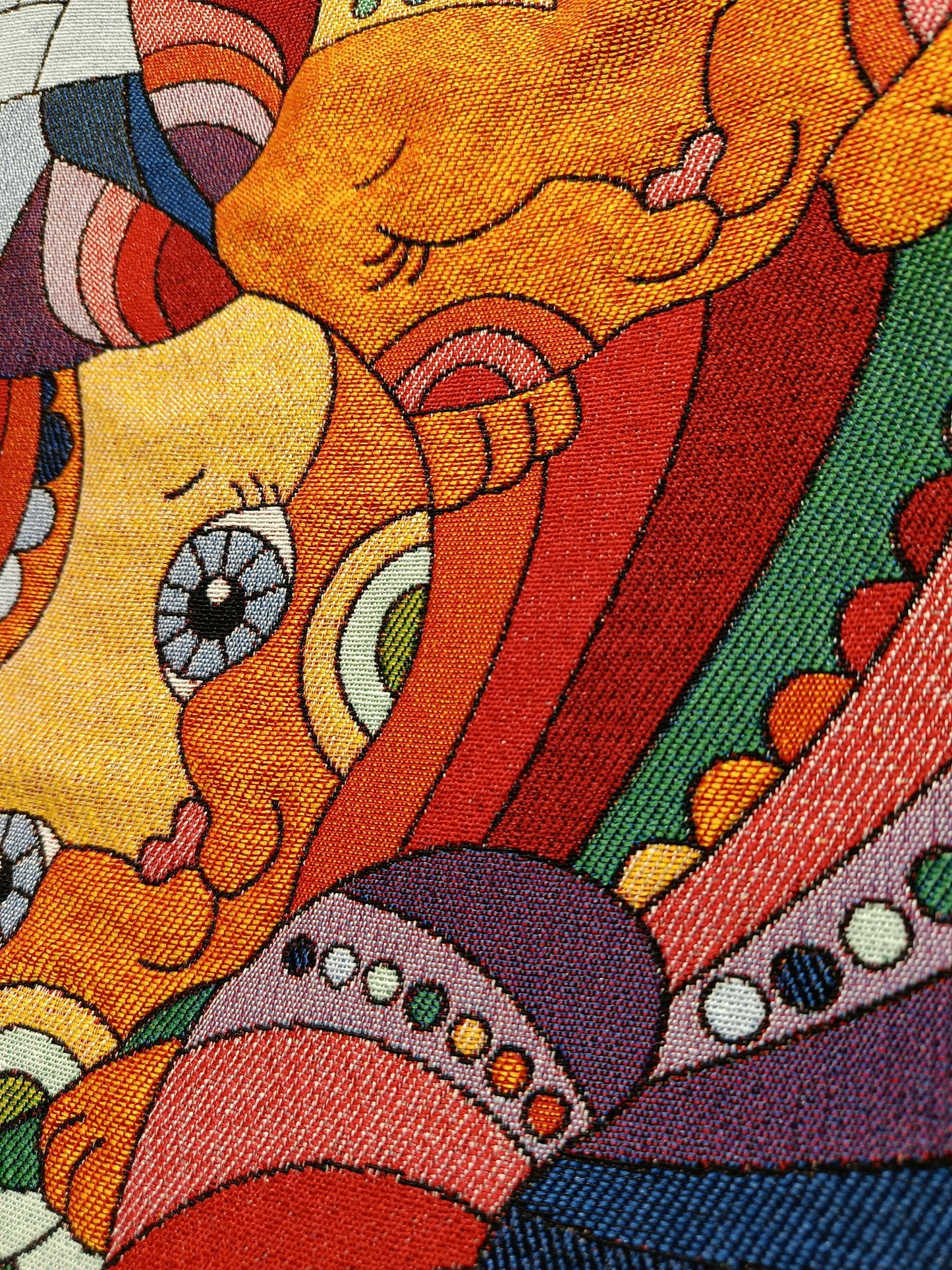 Handmade Cotton Shoulder Bag: Colorful Cat Design