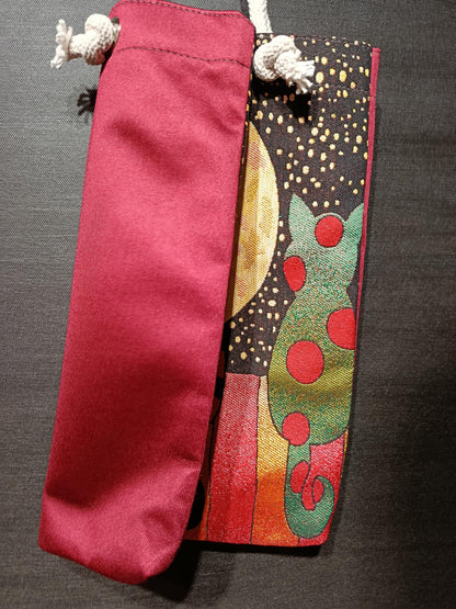 Handmade Cotton Blend Shoulder Bag: Cats & Moon Design (35cmx45cm)