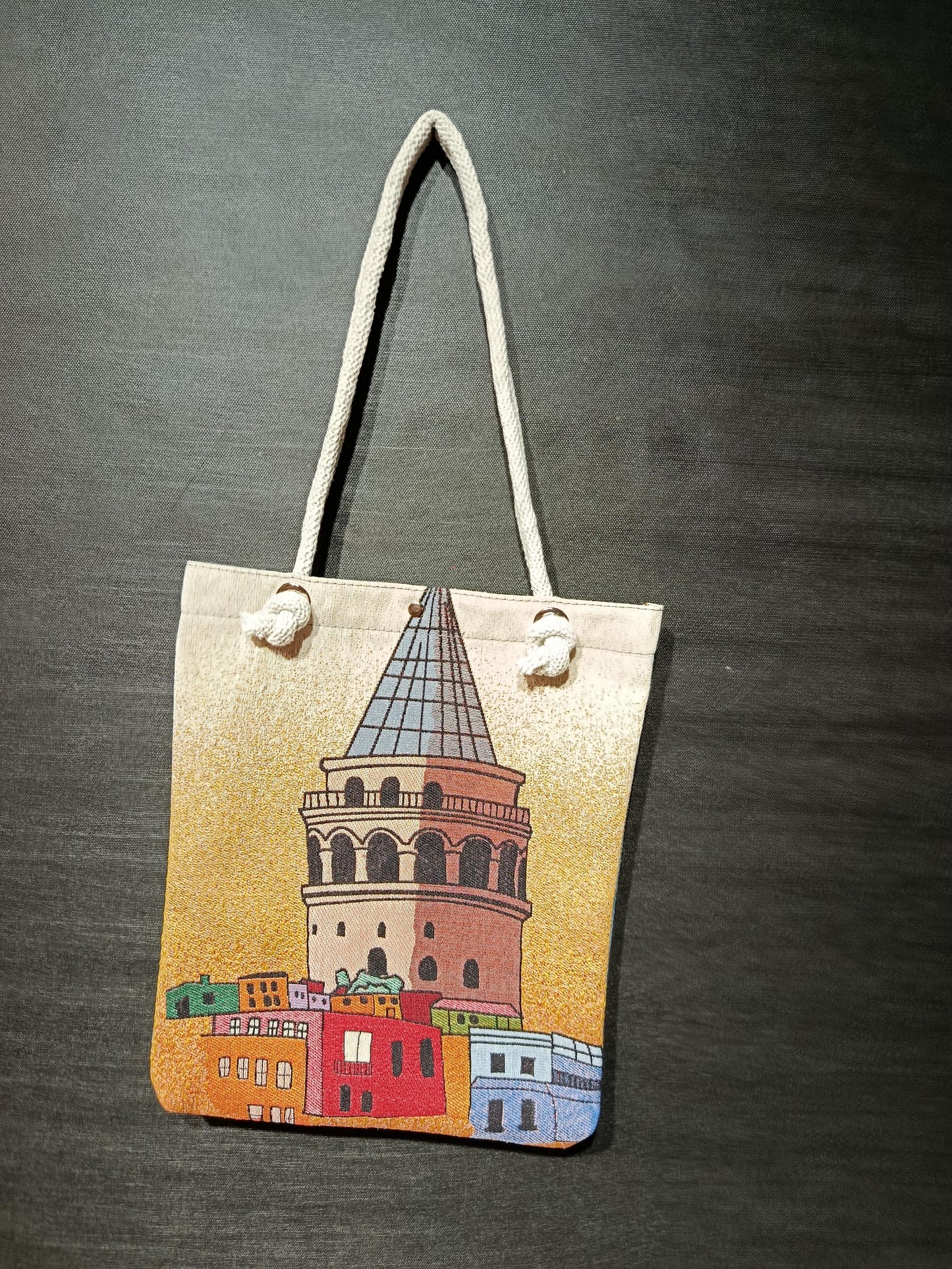 Handmade Galata Tower Shoulder Bag: Organic Cotton Blend