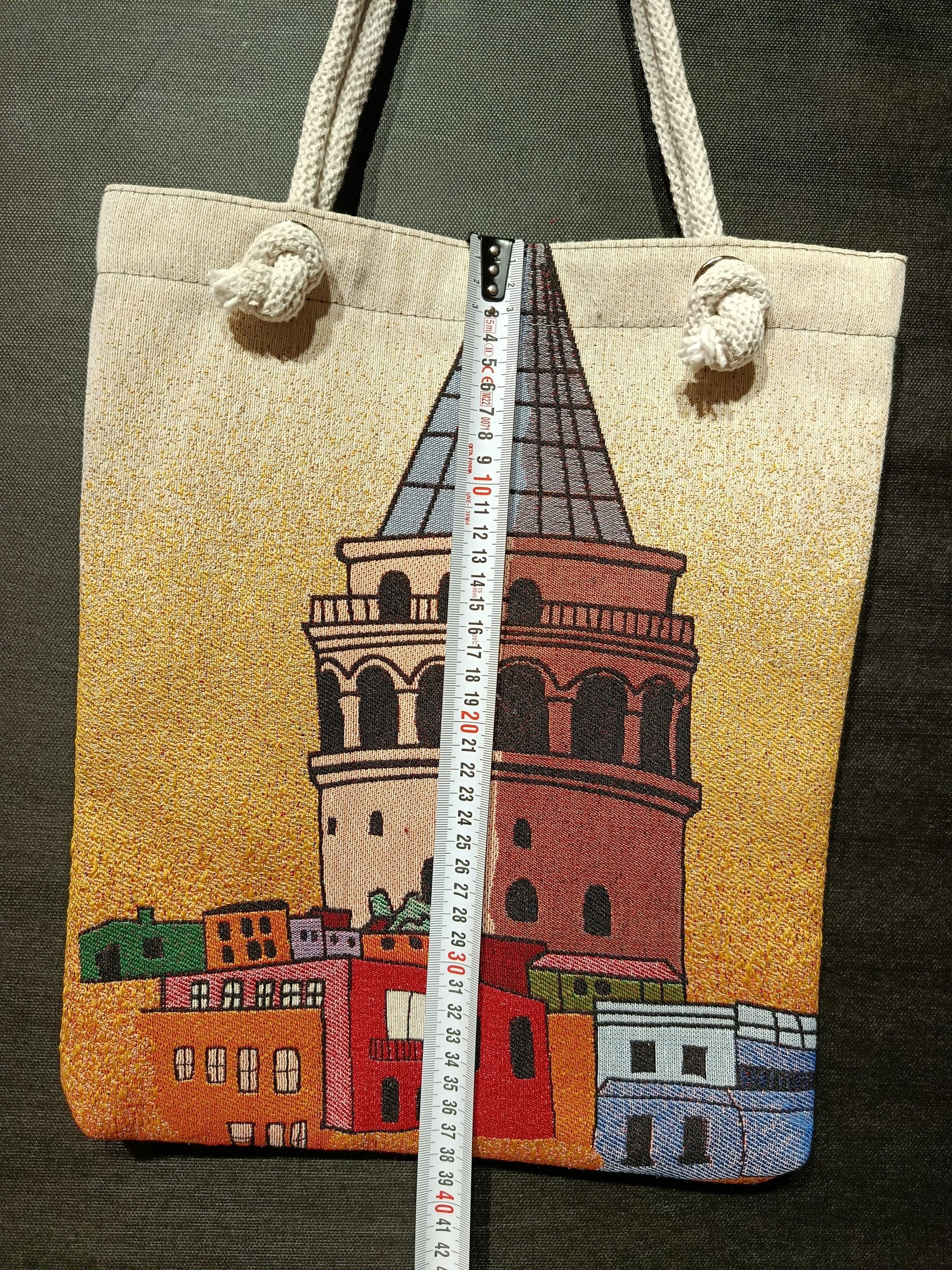 Handmade Galata Tower Shoulder Bag: Organic Cotton Blend