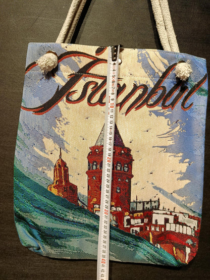 Galata Tower Tote Bag: Organic Cotton Shoulder Bag