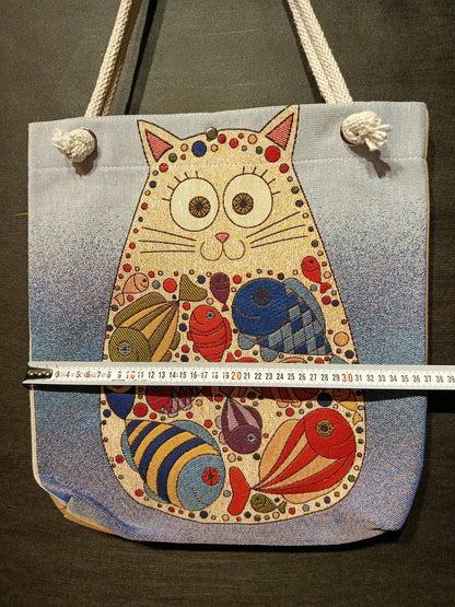 Cats of Istanbul Shoulder Bag: Handmade Organic Cotton Blend