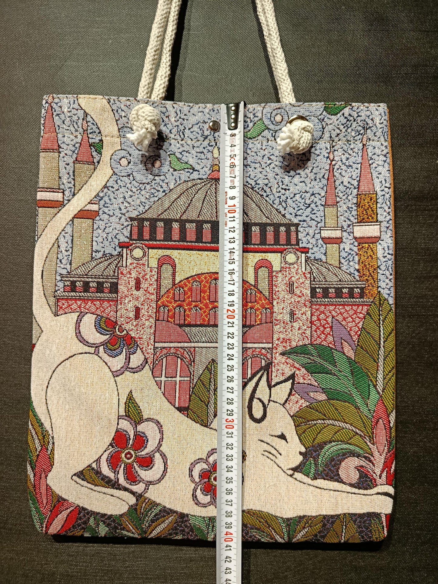 Handmade Cotton Shoulder Bag: Cat & Hagia Sophia Design