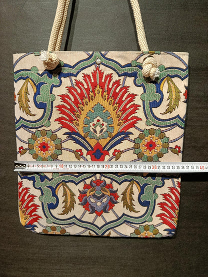 Floral Print Tote Bag: Handmade Shoulder Bag (35cmx45cm)