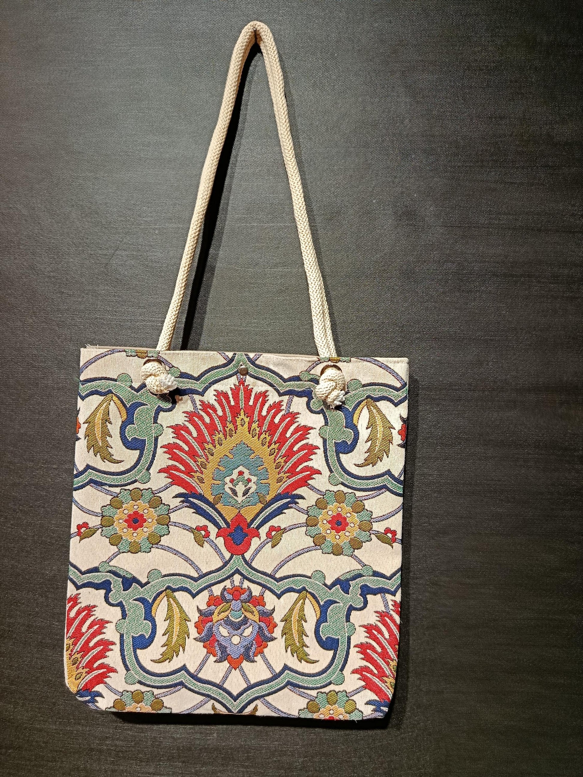 Floral Print Tote Bag: Handmade Shoulder Bag (35cmx45cm)