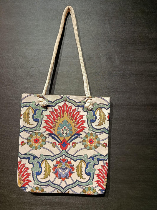 Floral Print Tote Bag: Handmade Shoulder Bag (35cmx45cm)