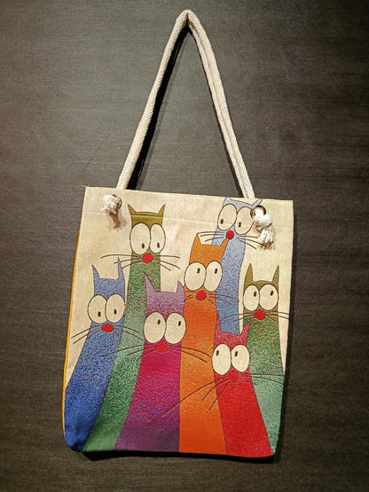 Cats of Istanbul Tote Bag: Handmade Organic Cotton Shoulder Bag
