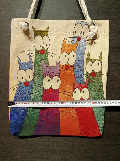 Cats of Istanbul Tote Bag: Handmade Organic Cotton Shoulder Bag