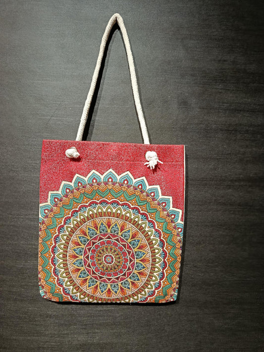 Handmade Mandala Tote Bag: Organic Cotton Shoulder Bag