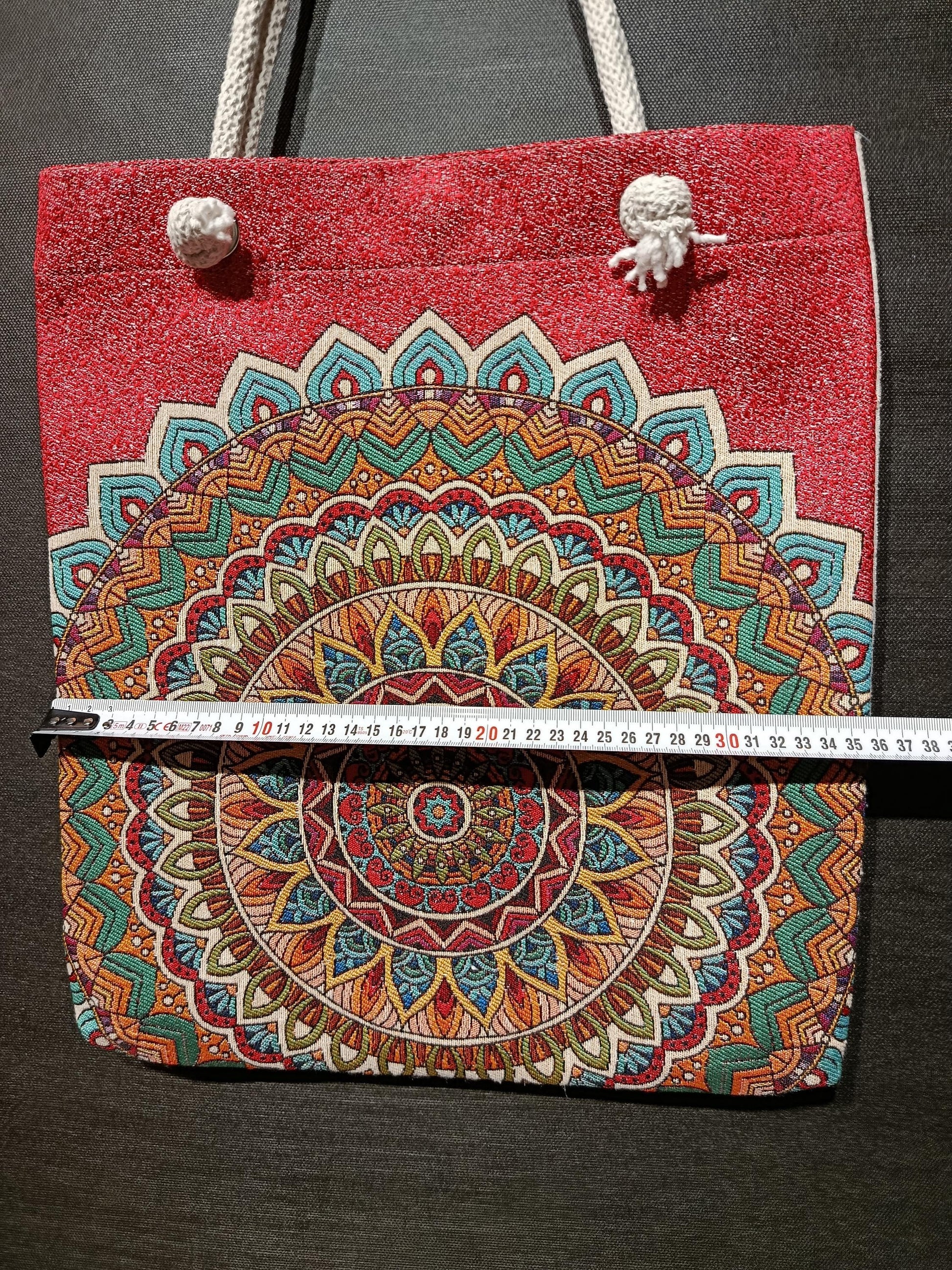 Handmade Mandala Tote Bag: Organic Cotton Shoulder Bag