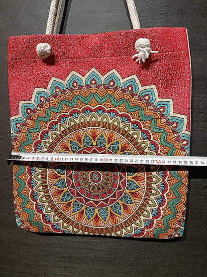 Handmade Mandala Tote Bag: Organic Cotton Shoulder Bag