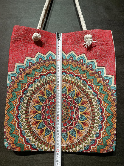 Handmade Mandala Tote Bag: Organic Cotton Shoulder Bag
