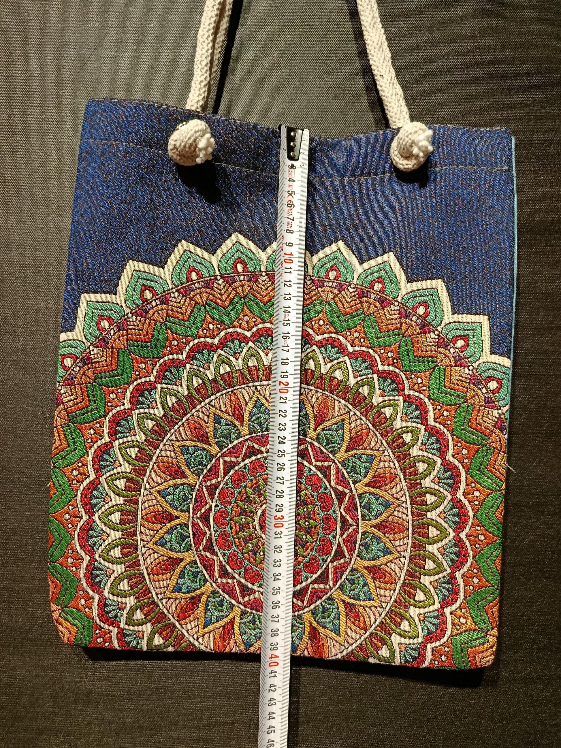 Handmade Mandala Tote Bag: Organic Cotton Shoulder Bag