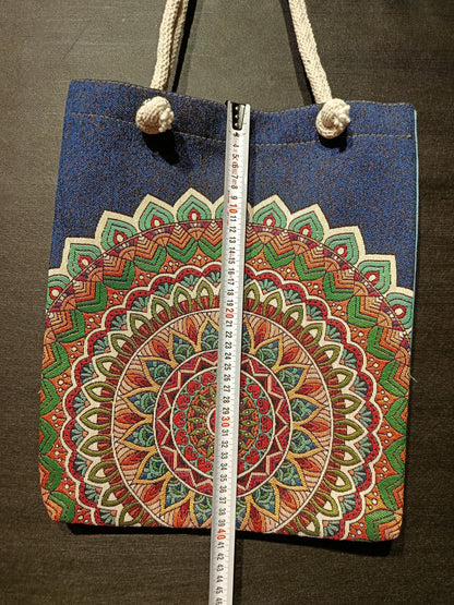 Handmade Mandala Tote Bag: Organic Cotton Shoulder Bag