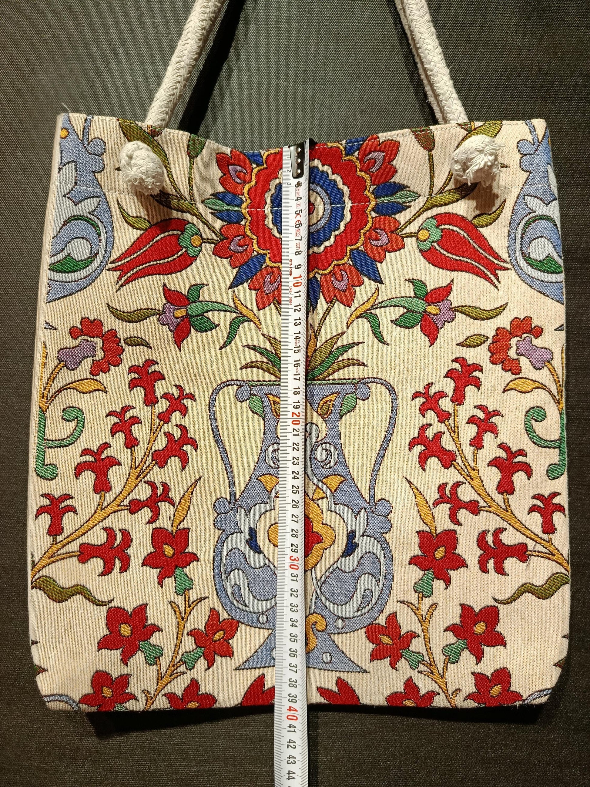 Handmade Floral Tote Bag: Cotton Blend Shoulder Bag