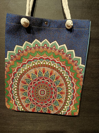 Handmade Mandala Tote Bag: Organic Cotton Shoulder Bag