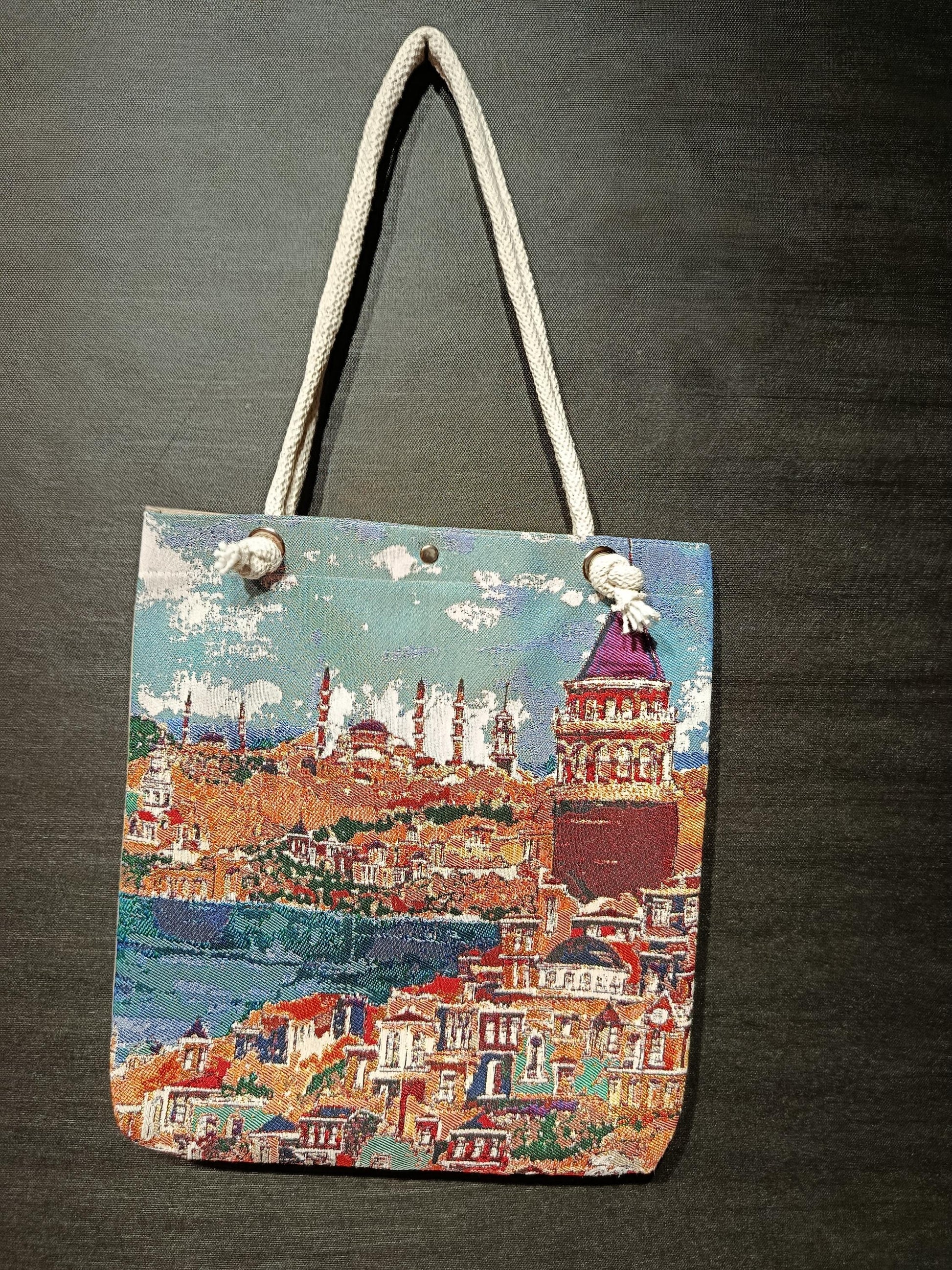 Galata Tower Tote Bag: Organic Cotton Shoulder Bag