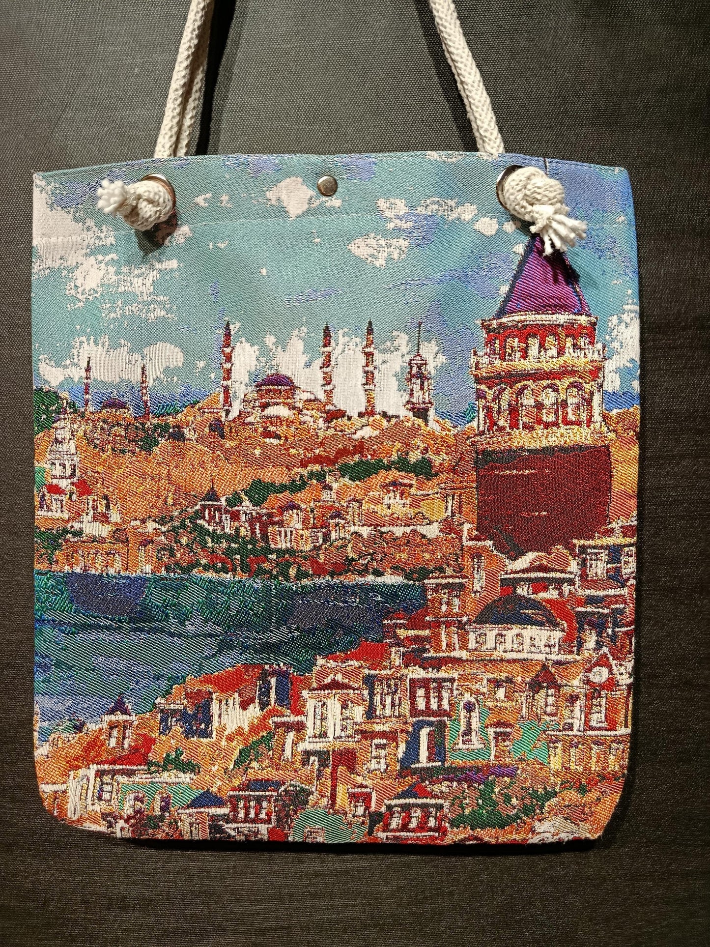 Galata Tower Tote Bag: Organic Cotton Shoulder Bag