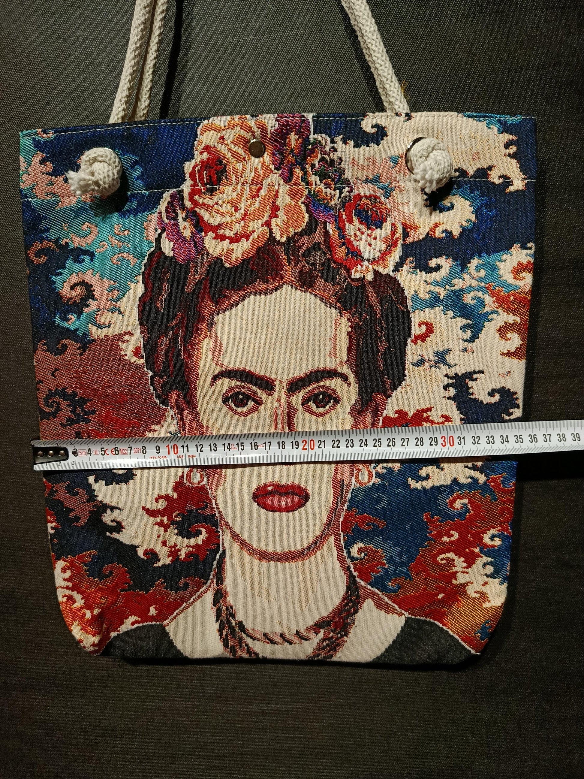 Frida Kahlo Tote Bag: Handmade Cotton Shoulder Bag