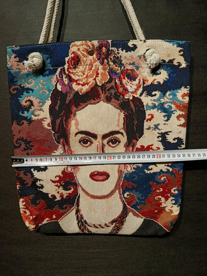 Frida Kahlo Tote Bag: Handmade Cotton Shoulder Bag