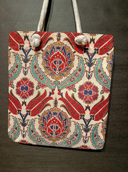 Handmade Floral Tote Bag: Organic Cotton Shoulder Bag