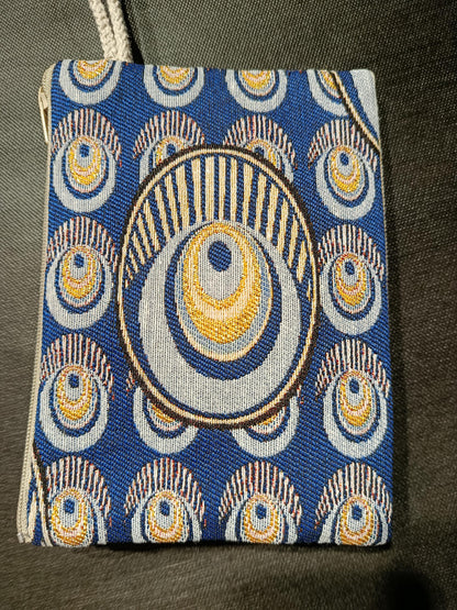 Handmade Cotton Blend Purse: Blue Patterned Bag (15cmx20cm)